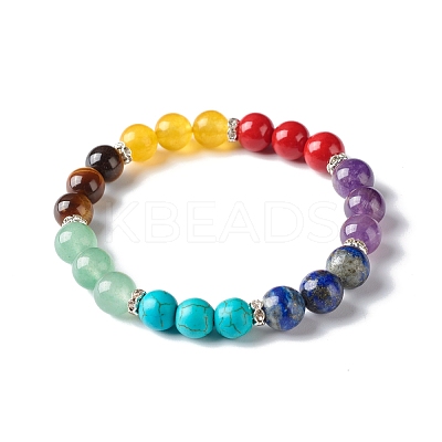 7 Chakra Reiki Yoga Bracelet for Girl Women BJEW-TA00020-1