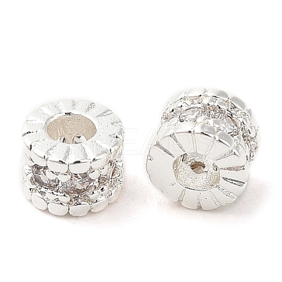 Rack Plating Brass Micro Pave Cubic Zirconia Beads KK-A186-03A-S-1