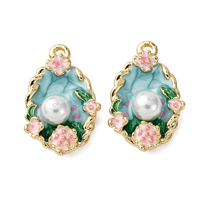 Light Gold Tone Alloy Enamel Pendants ENAM-B028-03KCG-01-1