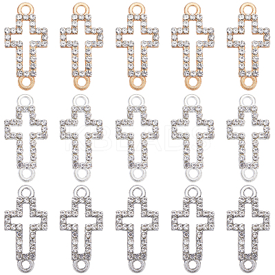 30Pcs 3 Colors Alloy Crystal Rhinestone Connector Charms ALRI-SC0001-39-1