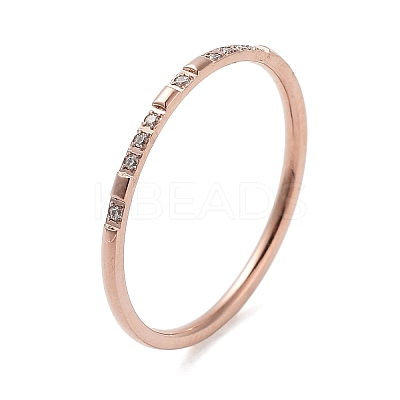 Ion Plating(IP) 304 Stainless Steel Micro Pave Clear Cubic Zirconia Finger Rings RJEW-B068-01C-RG-1