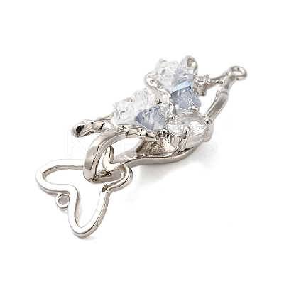 Brass Micro Pave Clear Cubic Zirconia Fold Over Clasps KK-S382-11P-1