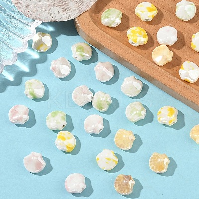 40Pcs 4 Colors Shell Shape Handmade Porcelain Beads PORC-YW0001-20-1