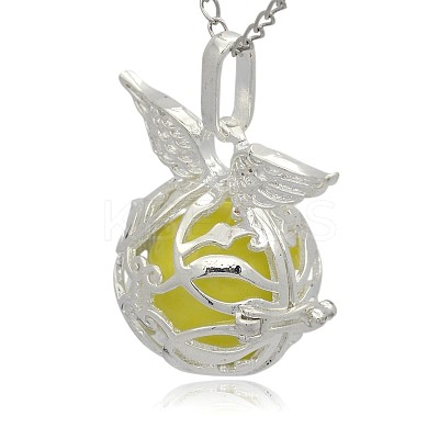 Silver Color Plated Brass Cage Pendants KK-J213-12S-1