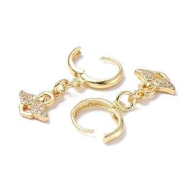 Clear Cubic Zirconia Angel Dangle Hoop Earrings EJEW-B017-07G-1