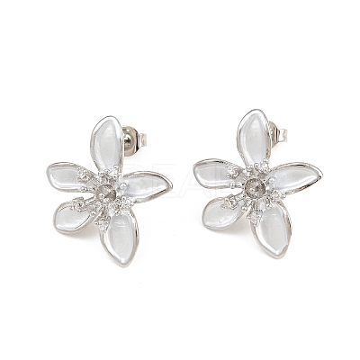 Brass Micro Pave Cubic Zirconia Stud Earring Findings CU-CBAA5EE-04P-03-1