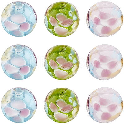 30Pcs 3 Colors Round Lampwork Beads LAMP-LT0001-01-1