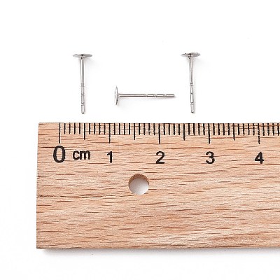 Tarnish Resistant 316 Surgical Stainless Steel Flat Round Blank Peg Stud Earring Settings STAS-R073-03-1