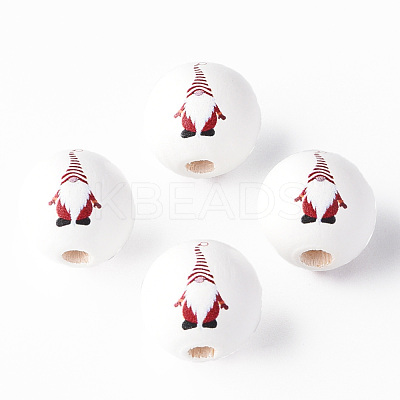 Painted Natural Wood Beads WOOD-N006-189-1