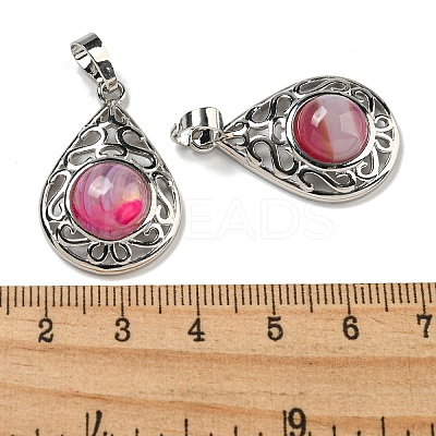 Natural Banded Agate Dyed Pendants G-Q158-05P-01-1