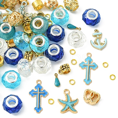 DIY Marine Theme Resin & Alloy Enamel Bead European Bracelet Making Kits DIY-FS0006-87-1