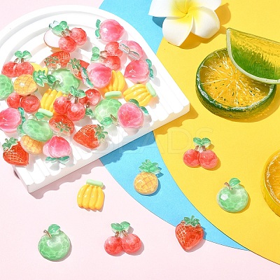 60Pcs 6 Styles Fruit Transparent & Opaque Resin Decoden Cabochons CRES-YW0002-68-1