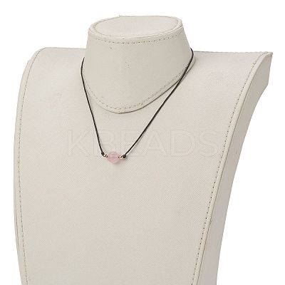 Natural Rose Quartz Beaded Necklaces NJEW-JN03099-03-1
