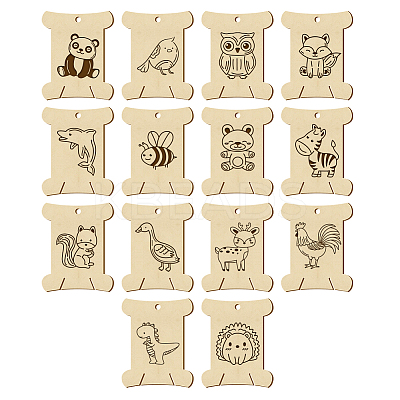 14Pcs 14 Style Plywood Thread Winding Boards WOOD-WH0060-10-1