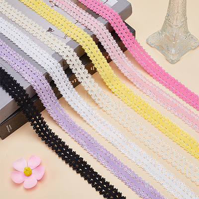 20M Polyester Stretch Frilly Edge Lace Ribbon OCOR-GF0003-37C-1