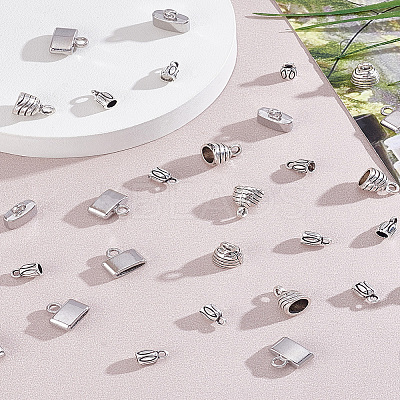 90Pcs 3 Styles Tibetan Style Alloy End Caps TIBE-LP0001-08-1
