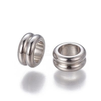 Non-Tarnish 201 Stainless Steel Grooved European Beads X-STAS-P239-03P-1