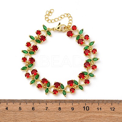 Brass Micro Pave Cubic Zirconia Link Bracelets for Women BJEW-D342-05G-1