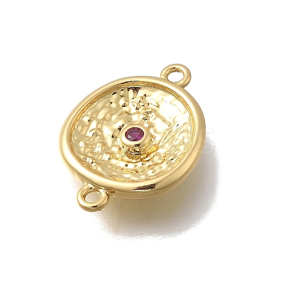 Brass Micro Pave Cubic Zirconia Flat Round Links Connector Charms KK-D431-068G-1