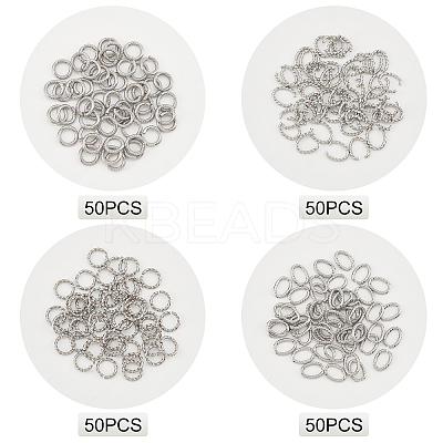 200Pcs 4 Style 304 Stainless Steel Open Jump Rings STAS-DC0005-83-1