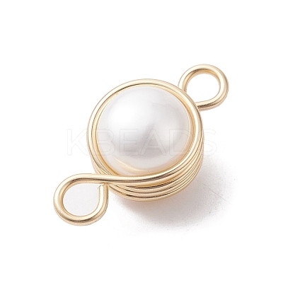 Natural Cultured Freshwater Pearl Copper Wire Wrapped Connector Charms PALLOY-JF02605-1