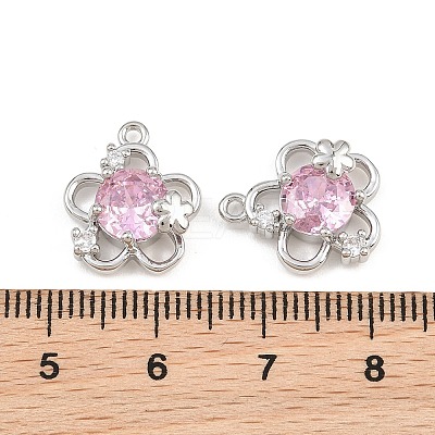 Brass Pave Pearl Pink Cubic Zirconia Pendants CU-CBA8124-01C-P-1