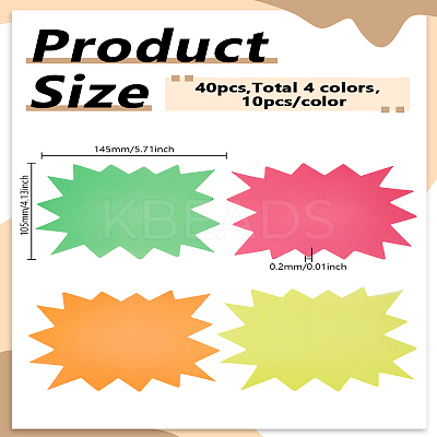 40Pcs 4 Colors Star Burst Shape Paper Blank Price Label for Supermarket AJEW-LP0006-67-1