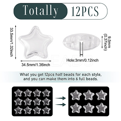 12Pcs Transparent Acrylic Beads TACR-TA0001-77A-1