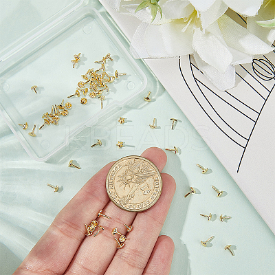 60Pcs 4 Styles Brass Peg Bails Pin Charms KK-BBC0022-87-1