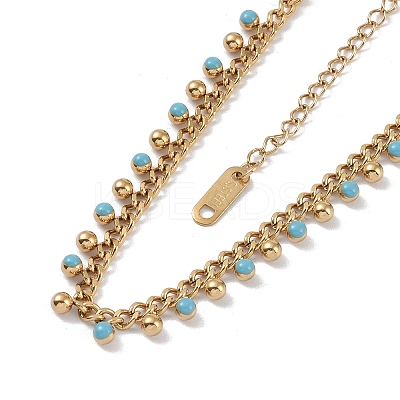 304 Stainless Steel Enamel Chain Necklaces LS-NJEW-P302-03G-1