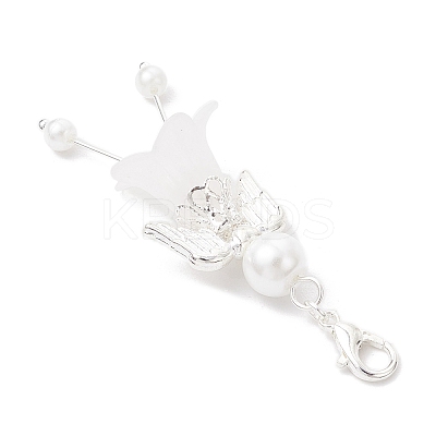 Frosted Acrylic & Glass Pearl Beads Pendant Decorations HJEW-JM03488-02-1