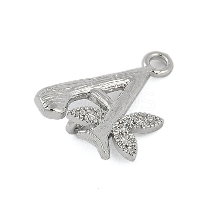 Brass Crystal Rhinestone Letter Links Connector Charms KK-S395-06P-A-1