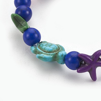 Synthetic Turquoise(Dyed) Beads Kids Stretch Bracelets BJEW-JB03889-1