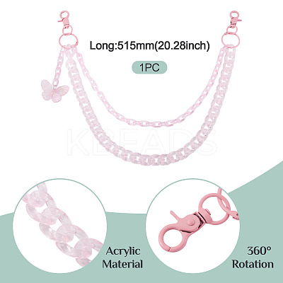 Acrylic Butterfly Layered Chain Belts for Jeans Pants HJEW-TAC0113-1