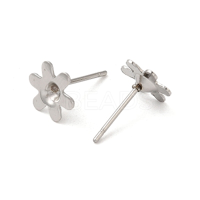 Non-Tarnish Flower 201 Stainless Steel Stud Earring Findings STAS-Q315-09P-1