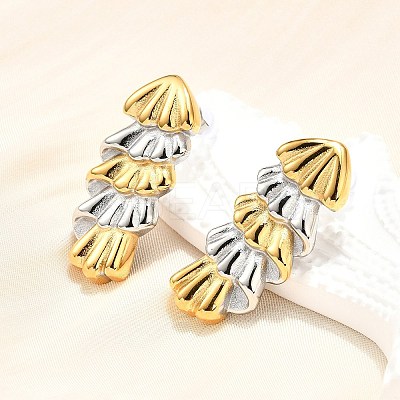 304 Stainless Steel Two-tone Stud Earrings for Women EJEW-R023-01GP-03-1