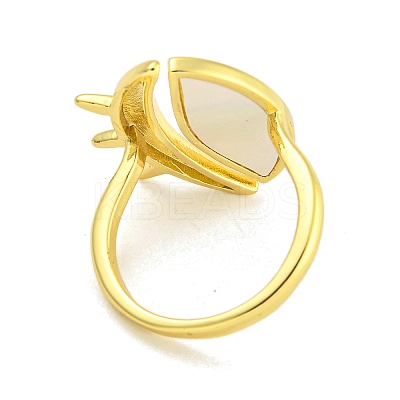 Rack Plating Eye Natural Shell Finger Rings for Women RJEW-G330-70G-1