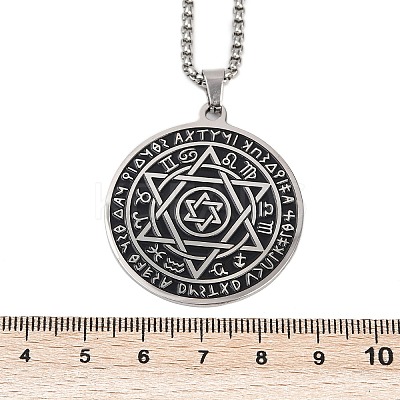 201 Stainless Steel Star of David 12 Constellation Pendant Necklaces NJEW-K283-32P-1