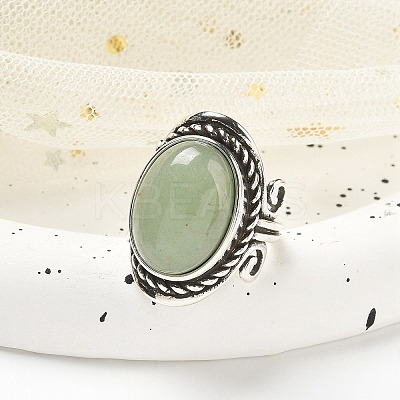 Natural Green Aventurine Adjustable Rings RJEW-I108-01AS-02-1