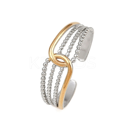 304 Stainless Steel Double Color Cuff Rings RJEW-S635-01GP-07-1
