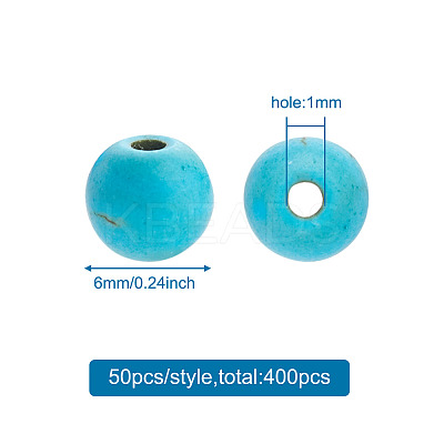 400Pcs 8 Colors Synthetic Turquoise Beads Strands TURQ-KS0001-01-1