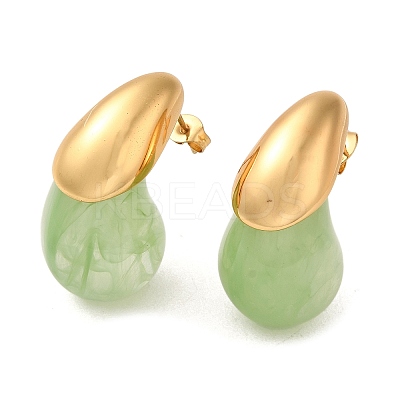 Teardrop Resin Stud Earrings EJEW-U003-26G-1