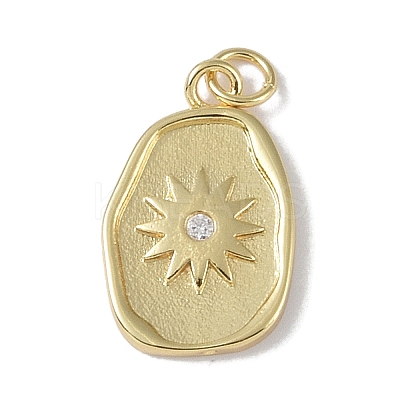 Rack Plating Brass Micro Pave CLear Cubic Zirconia Pendants KK-E110-05G-1