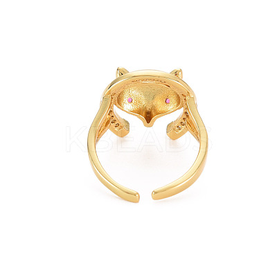 Brass Micro Pave Cubic Zirconia Cuff Rings RJEW-S045-147G-1