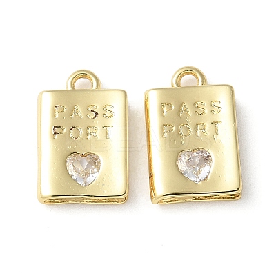 Rack Plating Brass Micro Pave Cubic Zirconia Pendants X-KK-P290-55G-1