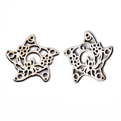 Unfinished Natural Poplar Wood Filigree Joiners Links X-WOOD-N006-75-1