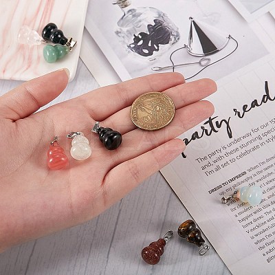 10Pcs 10 Style Natural & Synthetic Gemstone Pendants G-SZ0001-85-1