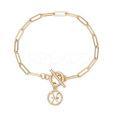 12Pcs Constellation Brass Paperclip Chains Charm Bracelets for Women BJEW-JB11256-1