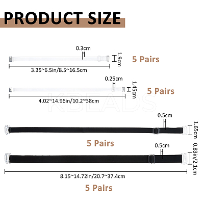 20 Pairs 4 Styles Silicone & TPU Adjustable Bra Straps FIND-FH0016-75-1
