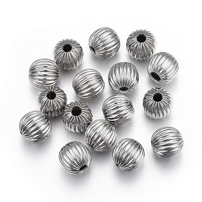 Tarnish Resistant 304 Stainless Steel Corrugated Beads STAS-P218-24-6mm-1